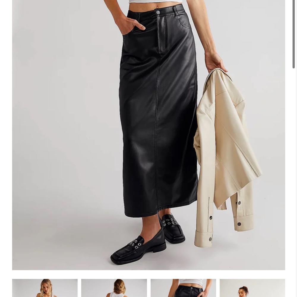 Free People City Slicker Vegan Maxi Skirt in Black